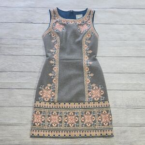 Maeve Women's Embroidered Neoprene Shift Dress Gray Size 2